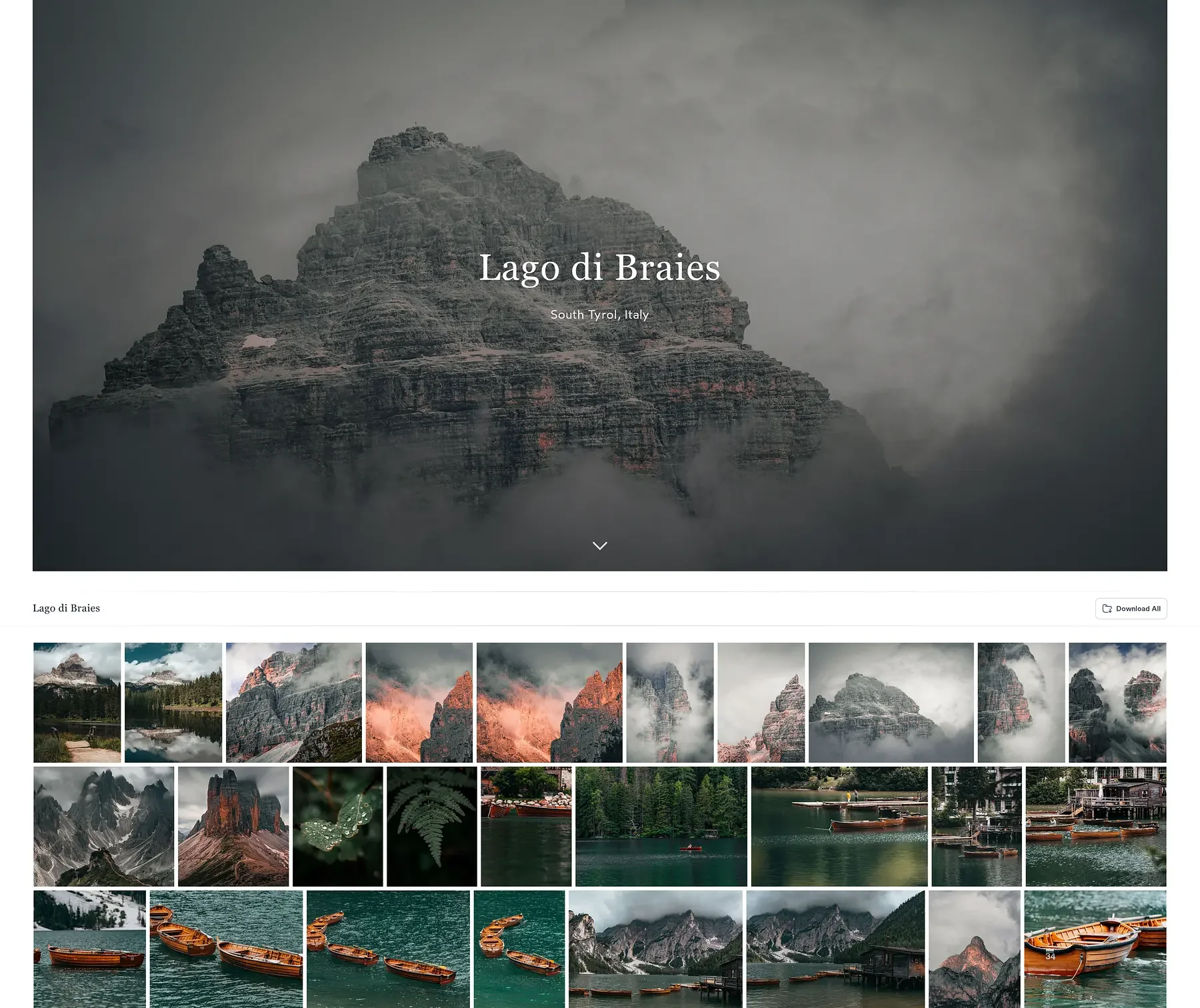 Picstack landscape photography gallery with custom branding and subdomain